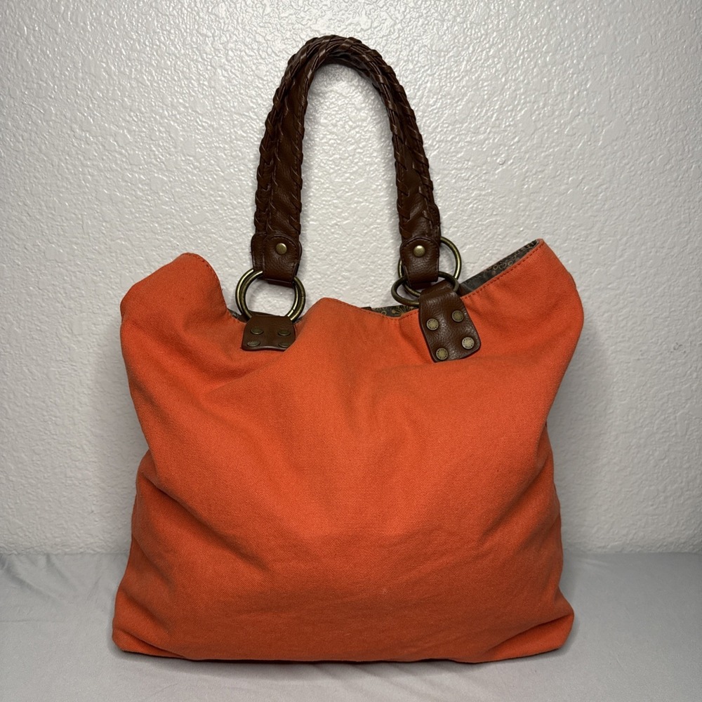 Vintage Levis Hobo Shoulder Bag Canvas Purse Tote Leather Braided Straps